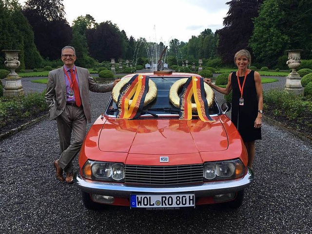 Stefan und Sabine Krauss mit ihrem Ro ...der Paul Pietsch Classic Rallye 2016.   | Foto: PRIVAT
