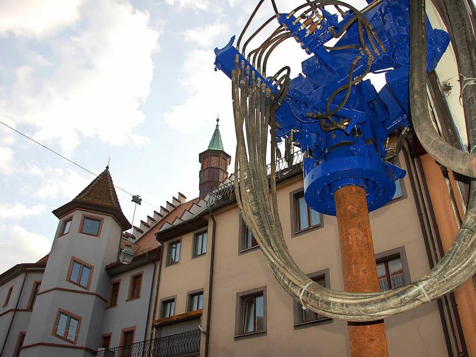 Bohrung für den Tiefbrunnen hinter Staufens Rathaus  | Foto: Markus Donner/RPF