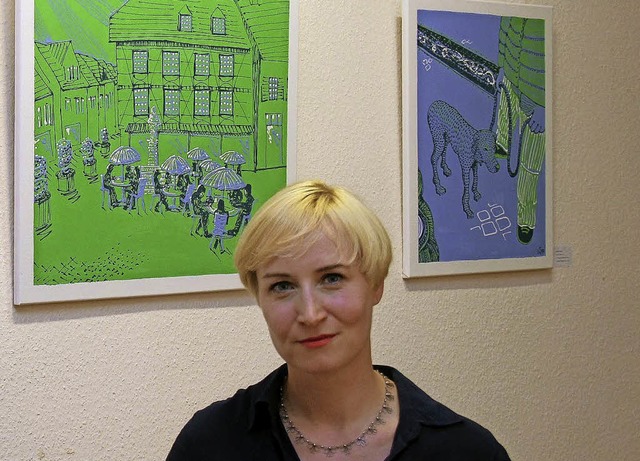 Sandra Kertscher vor dem Motiv &#8222;Caf&#8220;  | Foto: Herbert Birkle