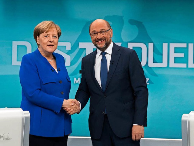Martin Schulz ist im TV-Duell mit Angela Merkel in die Offensive gegangen.  | Foto: dpa