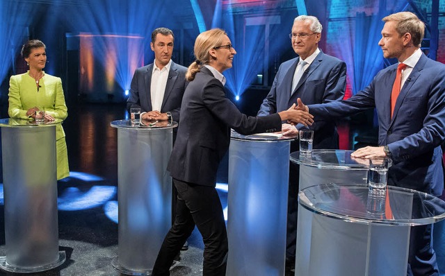 Alice Weidel, AfD-Spitzenkandidatin,  ...r (Grne) und Joachim Herrmann (CSU).   | Foto: DPA