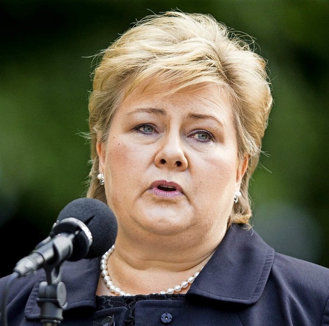 Die norwegische Ministerprsidentin Erna Solberg   | Foto: DPA