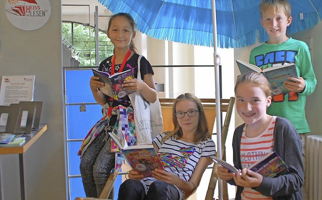 Hei auf Lesen (v. l.):   Aylin, Nina, Lisa und Jakob.   | Foto: Puppe