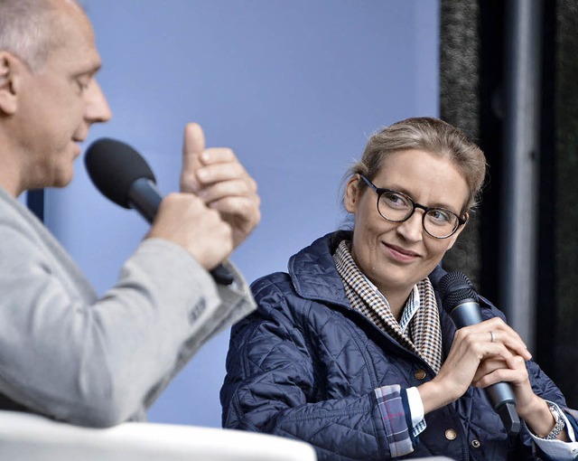 Alice Weidel im Gesprch mit BZ-Redakteur Thomas Steiner   | Foto: BAMBERGER