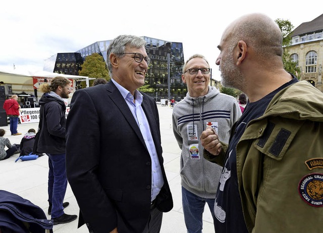 Bernd Riexinger im Gesprch mit Whlern   | Foto: Ingo Schneider