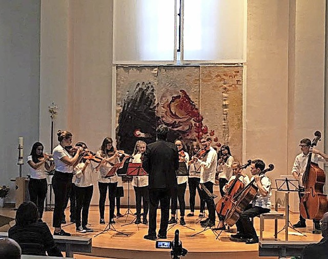 Junge Streicher der Musikschule Mittle...erkurses ein beeindruckendes Konzert.   | Foto: Privat