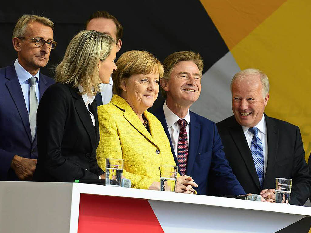 Bundeskanzlerin Angela Merkel war zum Wahlkampfauftritt nach Freiburg gekommen.