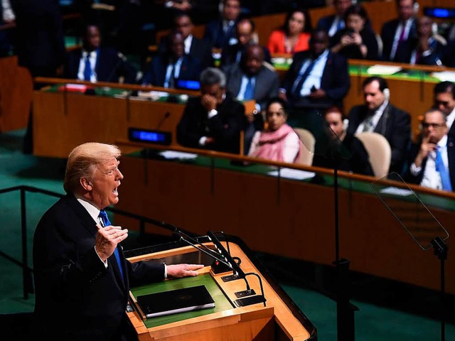 Donald Trump spricht vor der UN-Vollversammlung.  | Foto: AFP