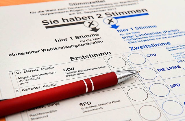 So sieht ein Stimmzettel fr die Wahl ... Stralsund-Greifswald-Rgen-Vorpommern  | Foto: Stefan Sauer