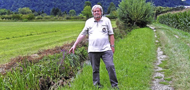 Heiner Lohmann am Kleinbach, der keine...en Lebensraum fr Libellen darstellt.   | Foto: Privat