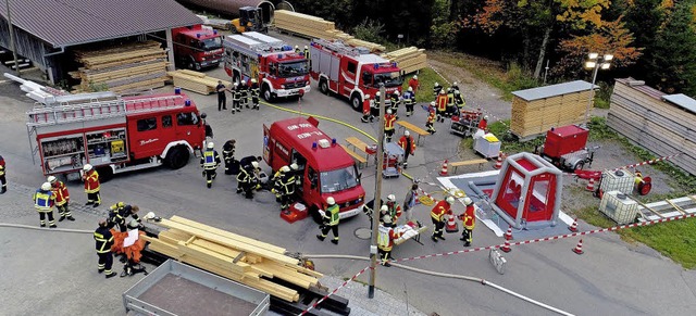 80 Mann und 15 Einsatzfahrzeuge Hochsc...ebiet denbach in Breitnau beteiligt.   | Foto: Feuerwehr