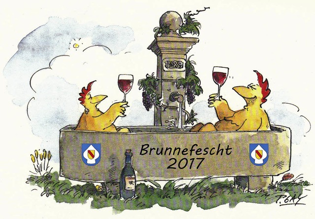 Da lachen die Hhner: Am kommenden  So...nnen das Brunnenfest ber die Bhne.    | Foto: Karikatur: Peter Gaymann/Bearbeitung Gerhard Schaum