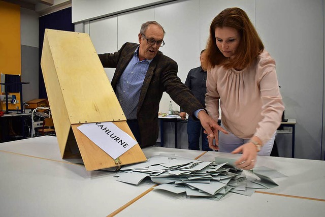 Auszhlung der Stimmen bei   Hartheims jngster Brgermeisterwahl  | Foto: Frank Schoch