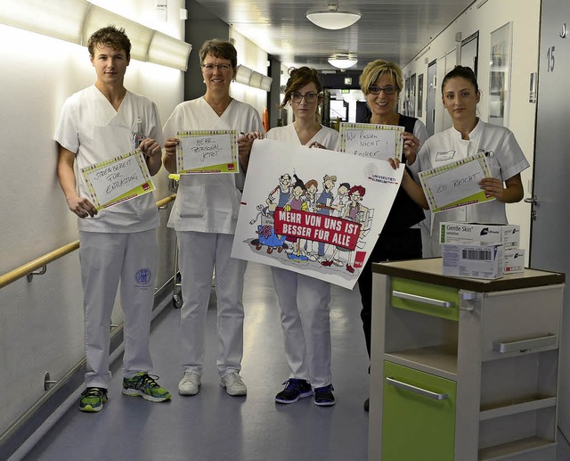 Das Team der Station Vollhard in der  ...stattung der Krankenhuser beteiligt.   | Foto: Ingo Schneider