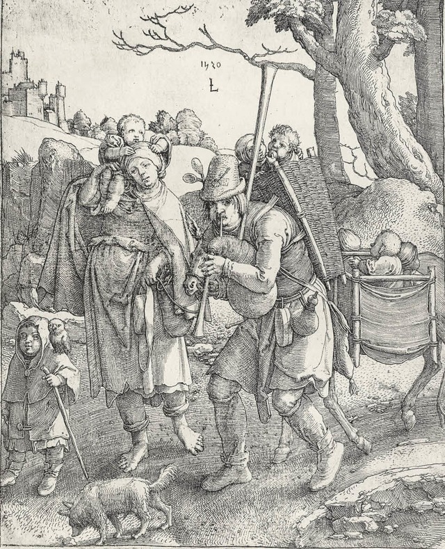 Eulenspiegel, der Gaukler: Radierung von Lucas van Leyden (1520)   | Foto: bz