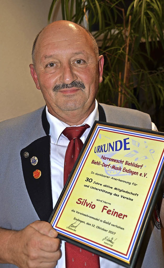 Endingen. Silvio Feiner der bei der Ge...tive Mitgliedschaft geehrt worden ist.  | Foto: Roland Vitt