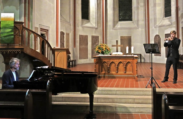 Organist Jrn Bartels und Trpmpeter Fr...nzert in der Evangelischen Stadtkirche  | Foto: Georg Vo