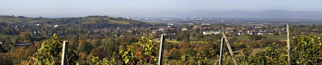Der Aufstieg lohnt sich: Vom Bammerth...Blick auf Mllheim und die Rheinebene.  | Foto: Volker Mnch