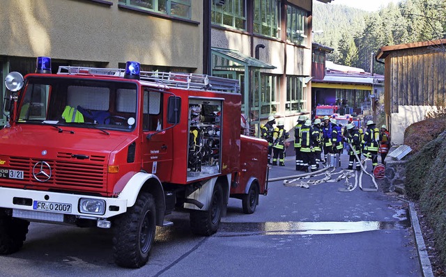 Einsatz bei der Firma Weckermann in Ei...cht rief  48 Wehrmnner auf den Plan.   | Foto: Gert Brichta