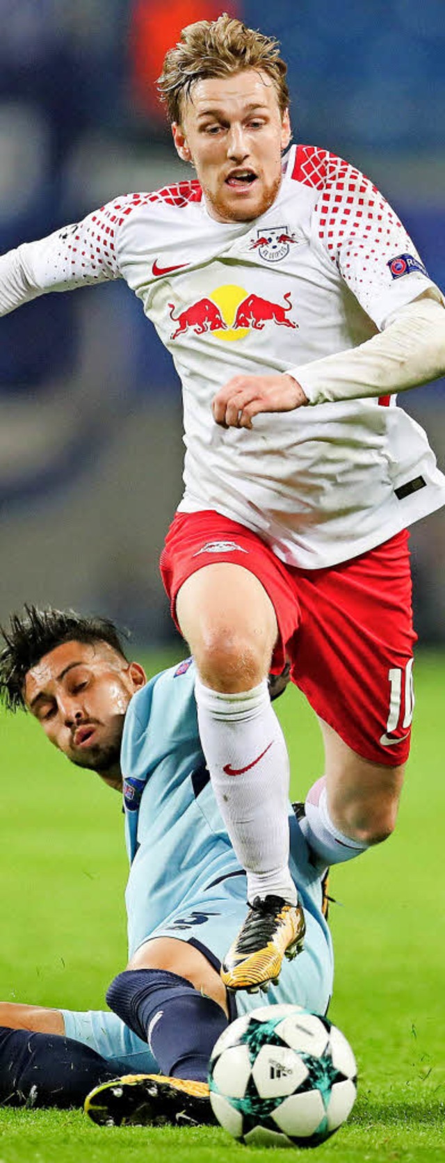 Leipzigs Emil Forsberg machte mchtig Dampf beim 3:2 von RB gegen den FC Porto   | Foto: dpa