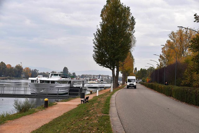 Die  Verkehrssituation in der Rheinufe... die Rheinschiffe zunehmend schwierig.  | Foto: Thomas Rhenisch