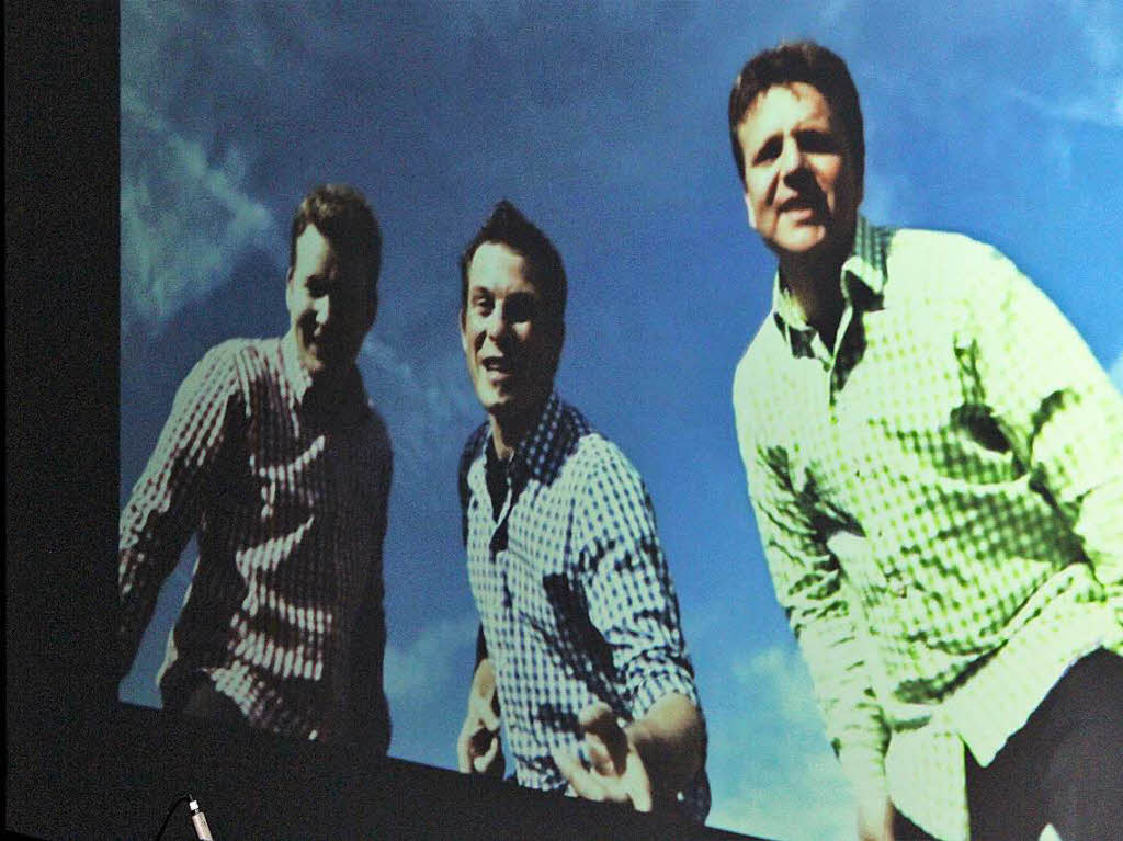 Die Leffel-Buebe mit Sebastian Kbler, Andr Werner und Sven Seidel (von links) prsentierten ihren Lffinger Song per Video. 
