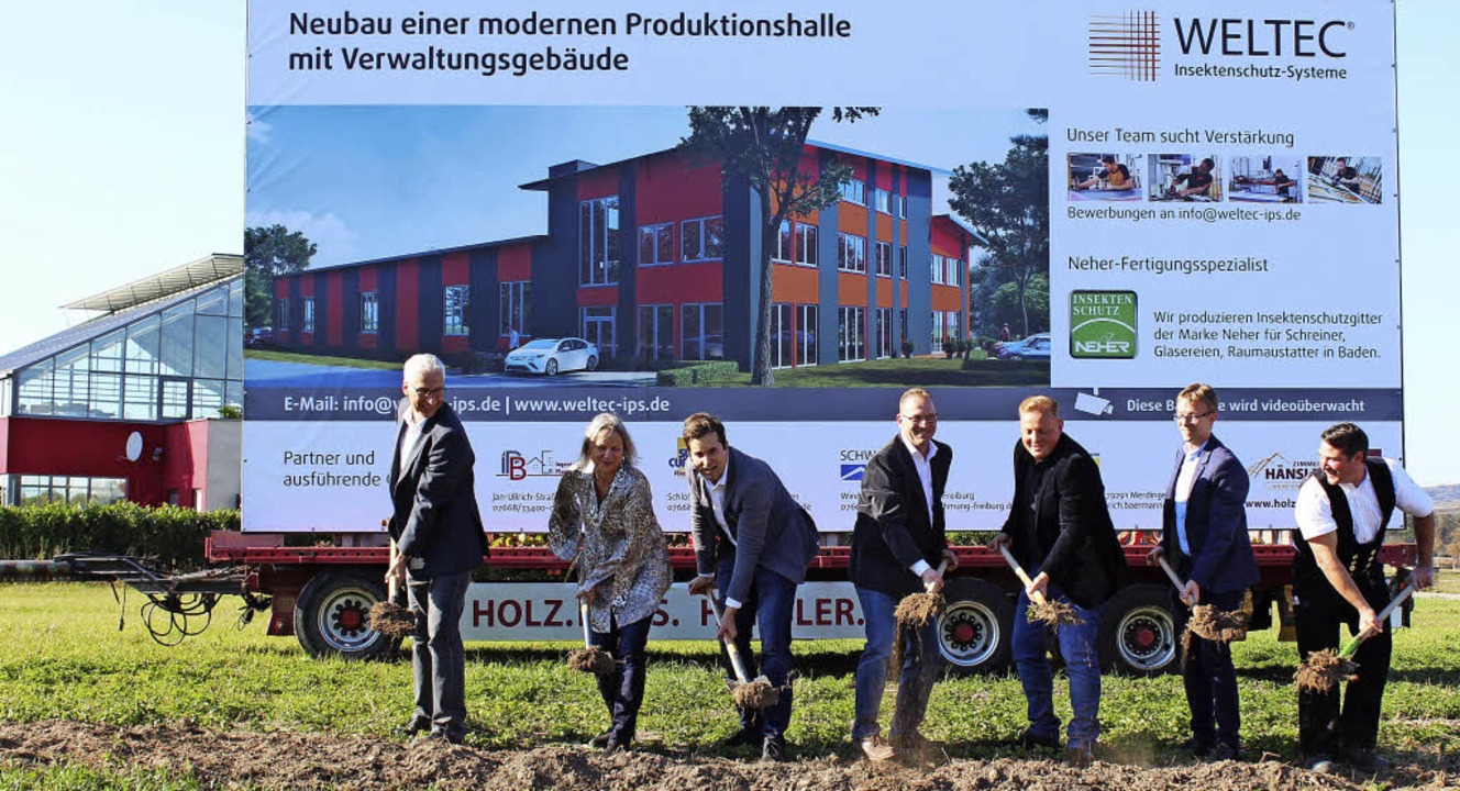 Jetzt geht&#8217;s los: Spatenstich f...Neubau der Firma Weltec in Merdingen.   | Foto: Mario Schneberg