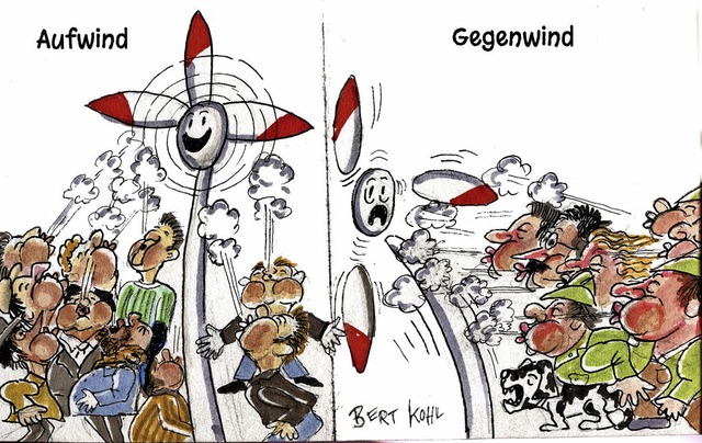 Mnstertal im Windkanal: So sieht BZ-K...Bert Kohl die polarisierende Debatte.   | Foto: Karikatur: Bert Kohl