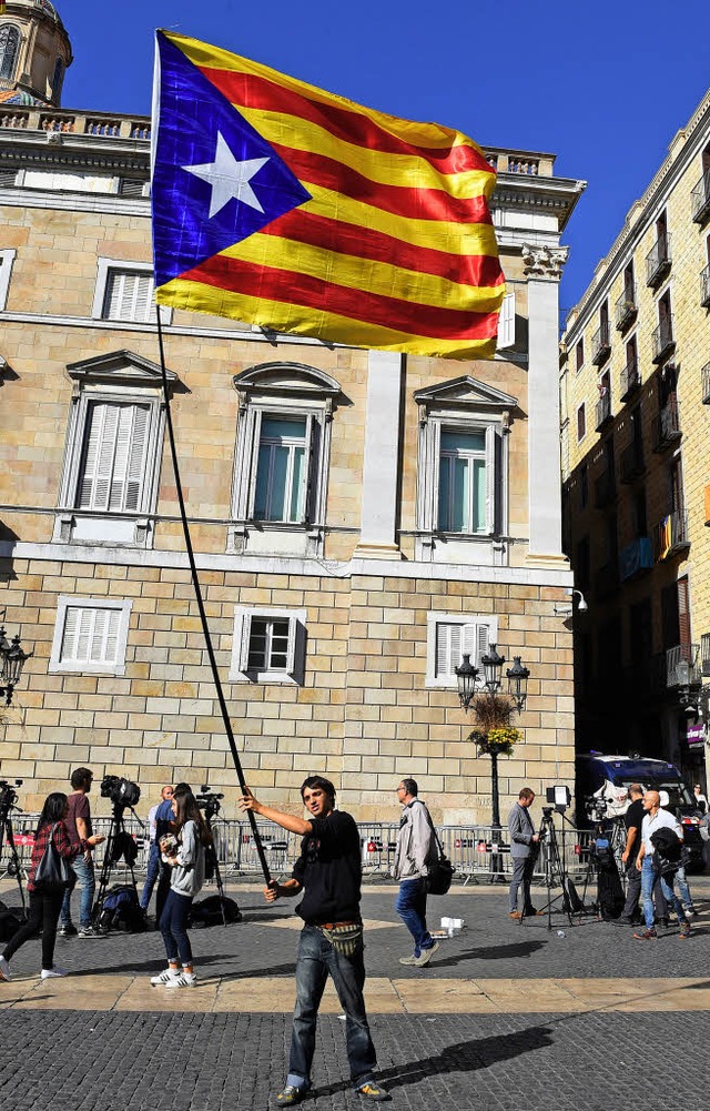 Unverdrossen fr Unabhngigkeit: Demonstrant in Barcelona  | Foto: dpa