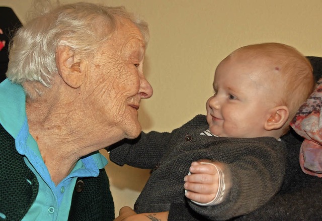 2017 ist Gerda Kfer 100 Jahre alt und...ren. Fr Kfer das schnste Geschenk.   | Foto: Petra Wunderle