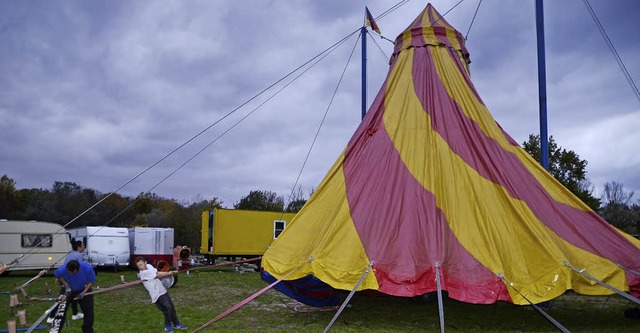 Sasbach. Das Circus-Zelt wird aufgeschlagen.  | Foto: Roland Vitt