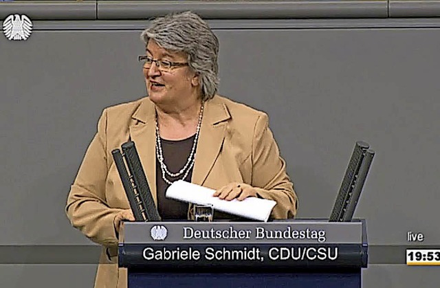 Gabriele Schmidt bei ihrer letzten Rede im  Bundestag    | Foto: Privat