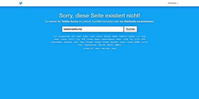 Nachdem das Twitterkonto des US-Prsid...iese Seite existiert nicht!&#8220; an.  | Foto: dpa