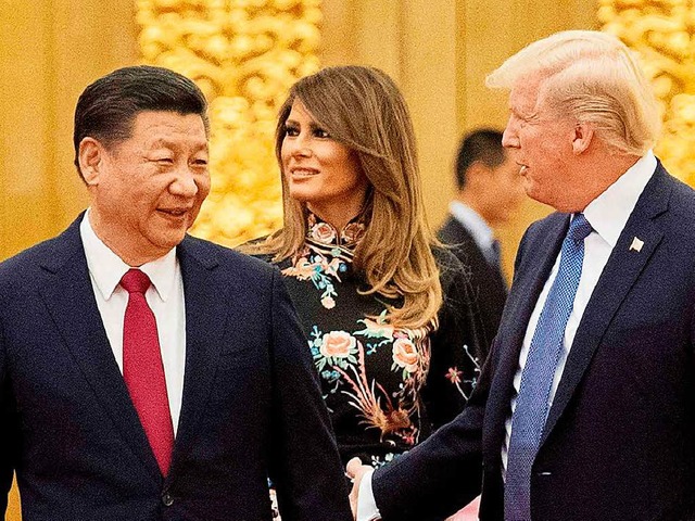Mit viel Pomp hat Chinas Prsident Xi seinen Amtskollegen Trump empfangen.   | Foto: AFP