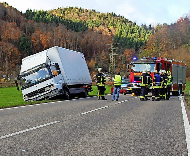 Die Feuerwehr verhinderte mit einer Se...te er mit einem Kran geborgen werden.   | Foto: m. Klabund