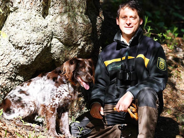 Achim Schlosser mit Hndin Inka  | Foto: Hubertus Ulsamer