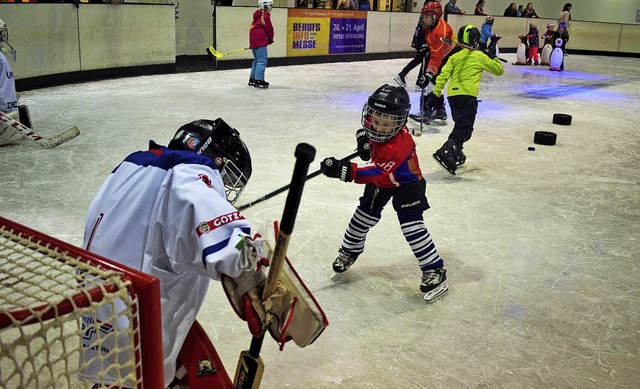 Talent auf dem Eis: Der fnfjhrige Lu...von einem Freiburger Nachwuchsspieler.  | Foto: Julia Trauden
