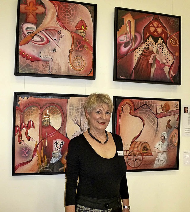 Die ehemalige Vorsitzende Brigitte Leb...zeitgenssischer Malerei auseinander.   | Foto: Karla Scherer