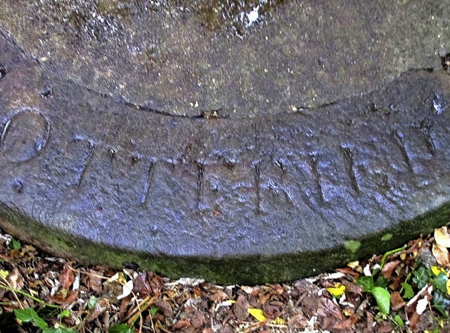 Auf dem Brunnen ist ein Schriftzug zu erkennen.   | Foto: Werner Nu