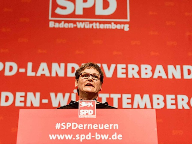 SPD-Landeschefin Leni Breymaier beim Landesparteitag in Donaueschingen  | Foto: dpa