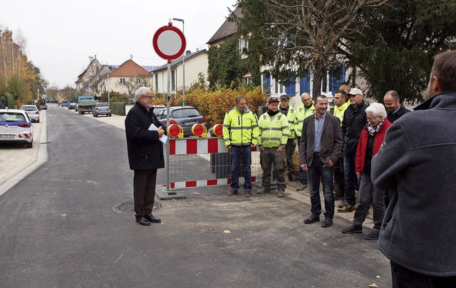 Treffen zur Fertigstellung des ersten ...ts der Bismarckstrae in Herbolzheim.   | Foto: Michael Haberer