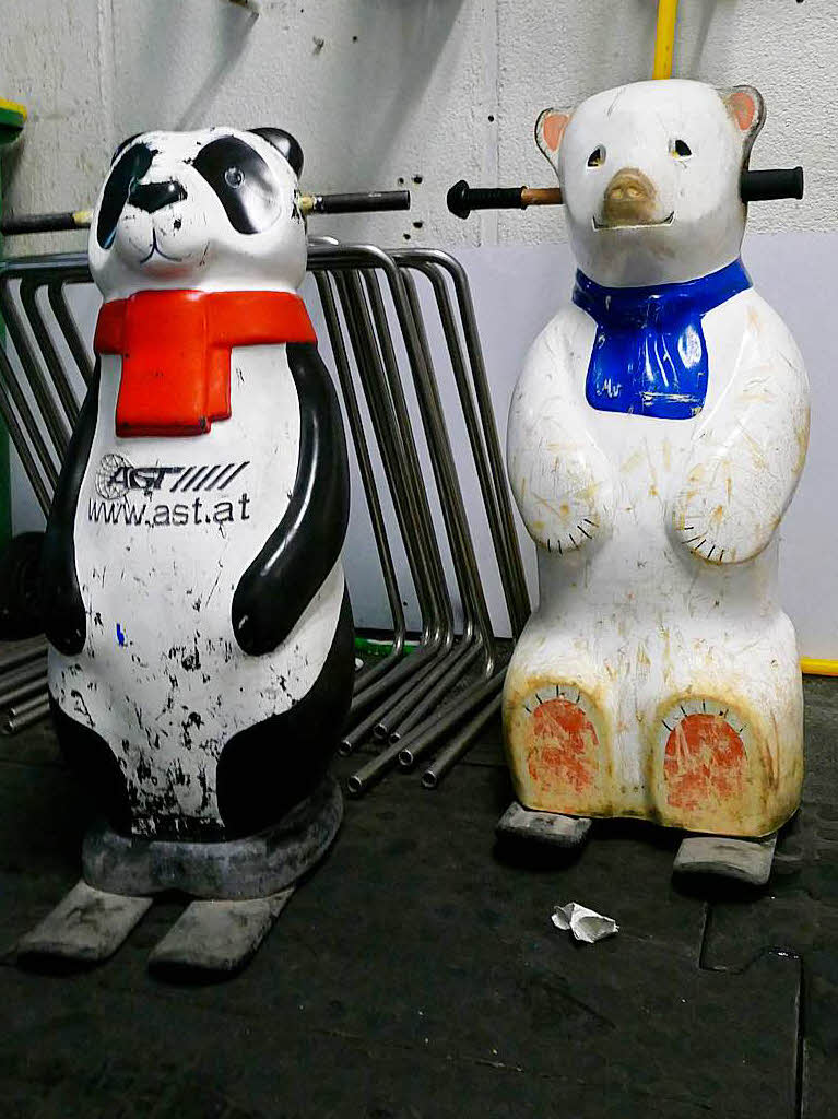 Wohnen auch im Stadion – ein Panda und ein Eisbr. 