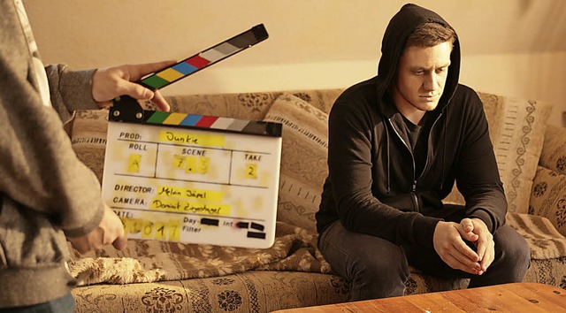 Setfoto des Filmprojekts &#8222;Junkie&#8220; mit Lorenz Allweyer.  | Foto: Laura Winter