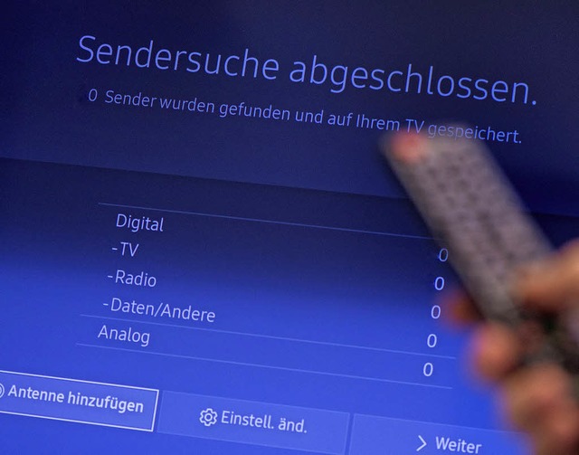 Wer auf DVB-T2 setzt, hat am Hochrhein bei der Sendersuche kein Glck.   | Foto: Monika Skolim (dpa)