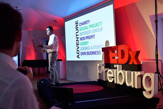 Ein Vortrag auf der ersten TEDx-Konferenz in Freiburg vor einem Jahr.  | Foto: Thomas Kunz