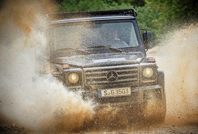 Die G-Klasse von Mercedes ist fr schl...tet aber auch auf der Strae Vorteile.  | Foto: Daimler AG/dpa