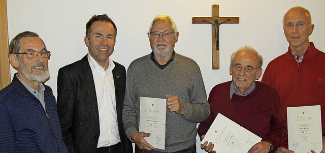 Volker Jger und  Dekan Gerd Mller eh..., Gustav Lscher und  Walter Rohart.   | Foto: Kurt Steinegger