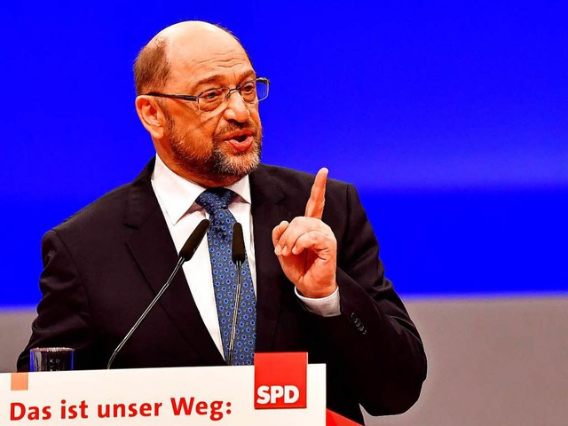 Martin Schulz auf dem Parteitag   | Foto: dpa
