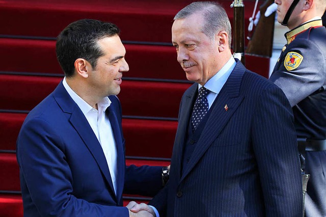 Der griechische Ministerprsident Alex...aatsprsidenten Recep Tayyip Erdogan.   | Foto: dpa