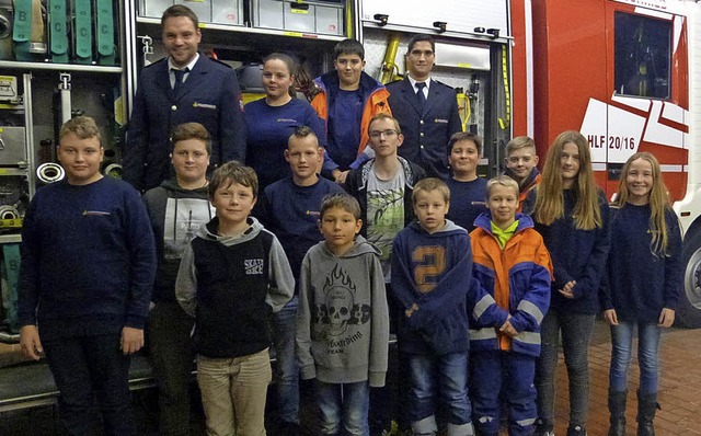 Begeistert bei der Jugendfeuerwehr Her...nd Jasmin Schneider (unten von links).  | Foto: Schneider